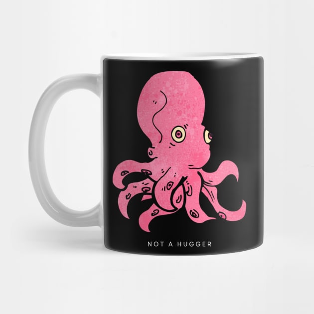 not a hugger | pink octopus | small print by monoblocpotato